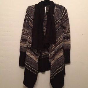 Kensie tribal print open draped cardigan
